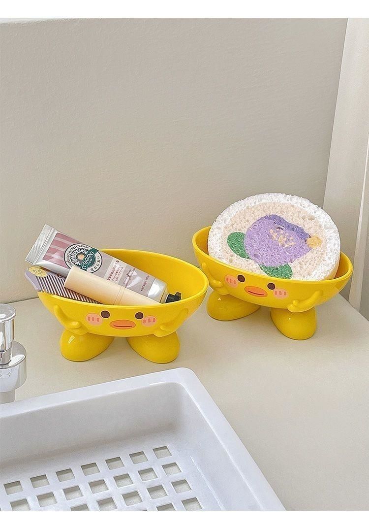 Soap box, home cute cartoon bathroom soap box, draining little yellow duck soap box, thickened storage rack for dormitory pic 7