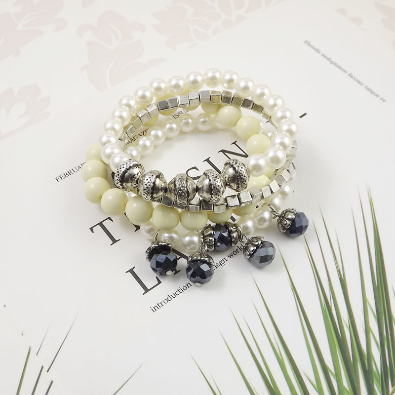 度假风欧美波西米亚风珍珠水晶手工串珠弹力创意手链女款S7760详情6