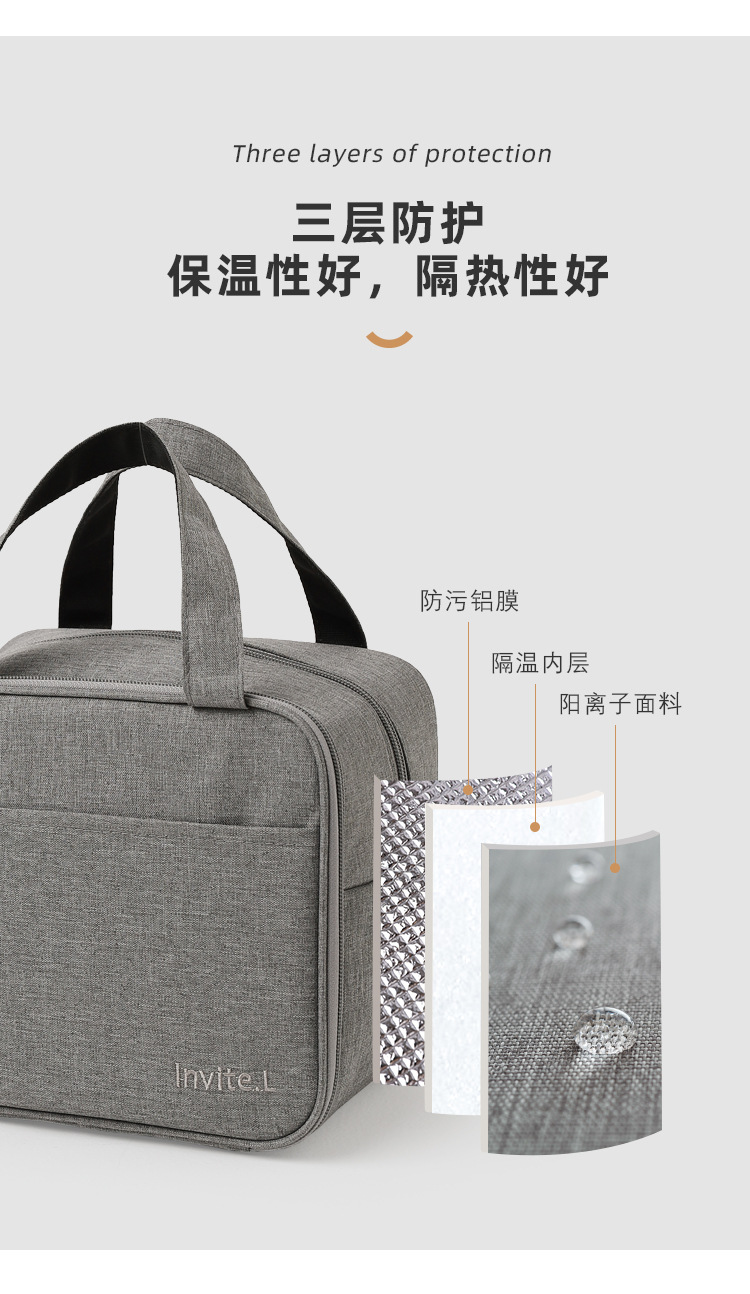 New insulated aluminum foil lunch box, bento bag, insulated bag, double-layer lunch box, handbag with rice bag, large capacity for office workers pic 7