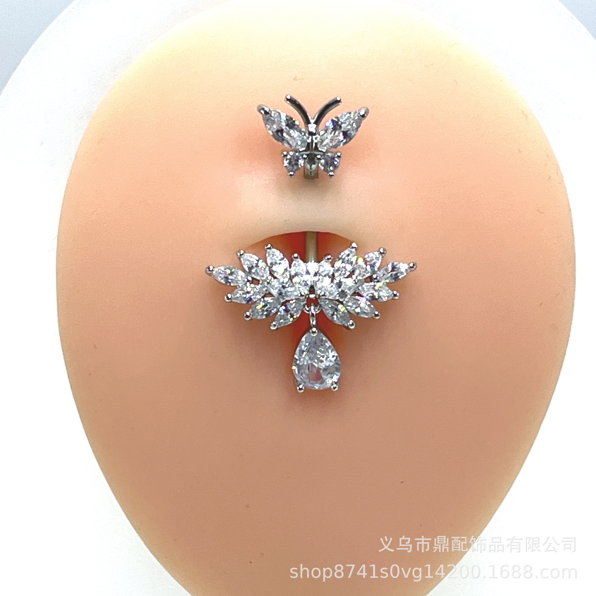 速卖通eBay亚马逊爆款不锈钢肚脐钉镶锆石肚脐环人体穿刺饰品详情1