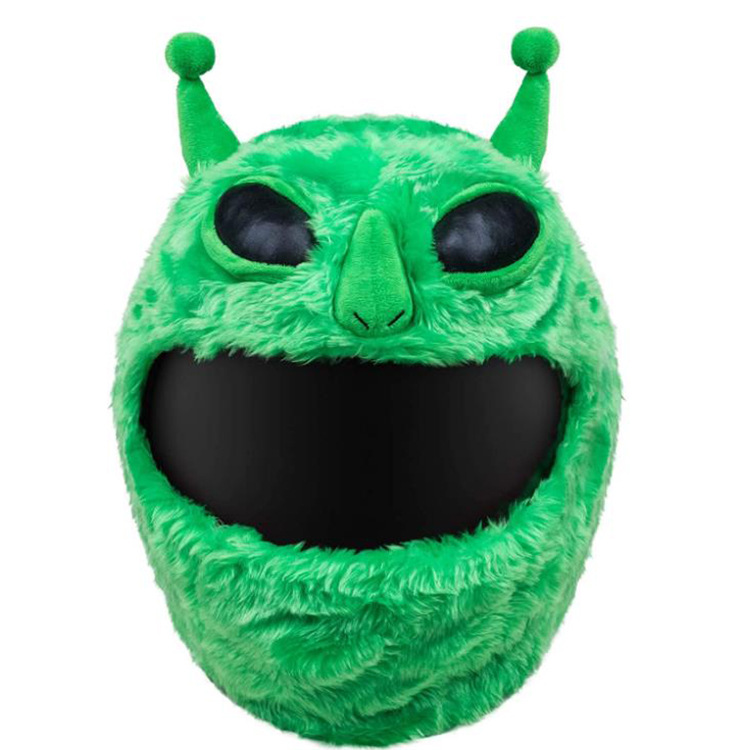 机车头盔装饰套兔毛绒可爱绿怪卡通骑行面罩摩托车套兔毛保暖面罩详情7