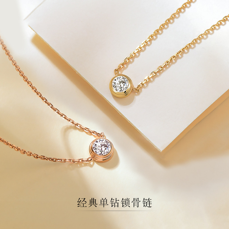 Cross-border titanium steel 18K diamond collarbone chain, rose gold light luxury high-end single zircon temperament, non-fading necklace pic 2