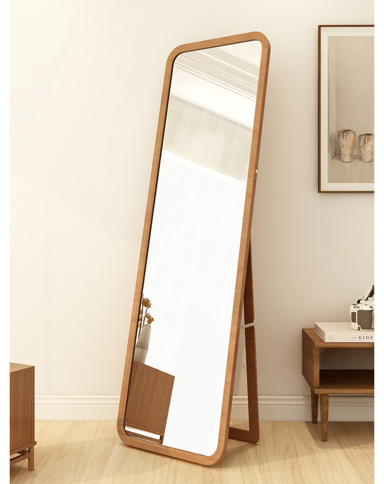 北欧实木穿衣镜卧室镜子全身镜壁挂家用贴墙试衣落地防爆高清镜子详情15