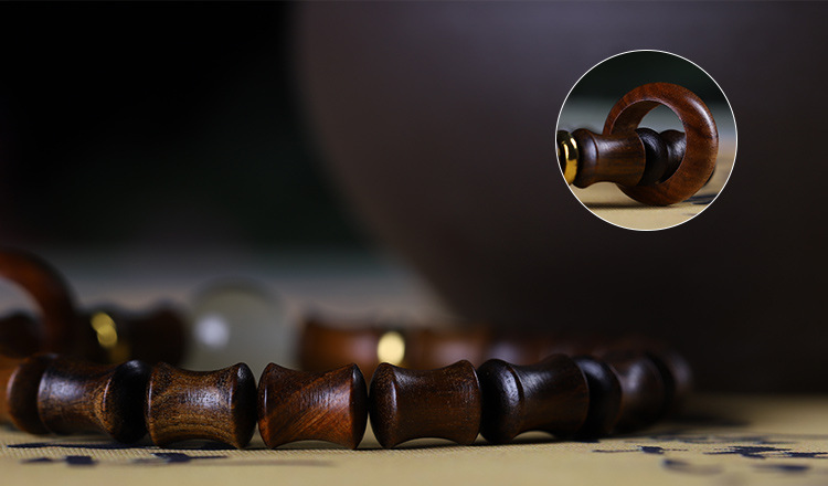 Original green sandalwood bracelet for women, forest style student finger winding soft cultural play Buddhist prayer beads, sandalwood bamboo joint single circle judge bracelet pic 10
