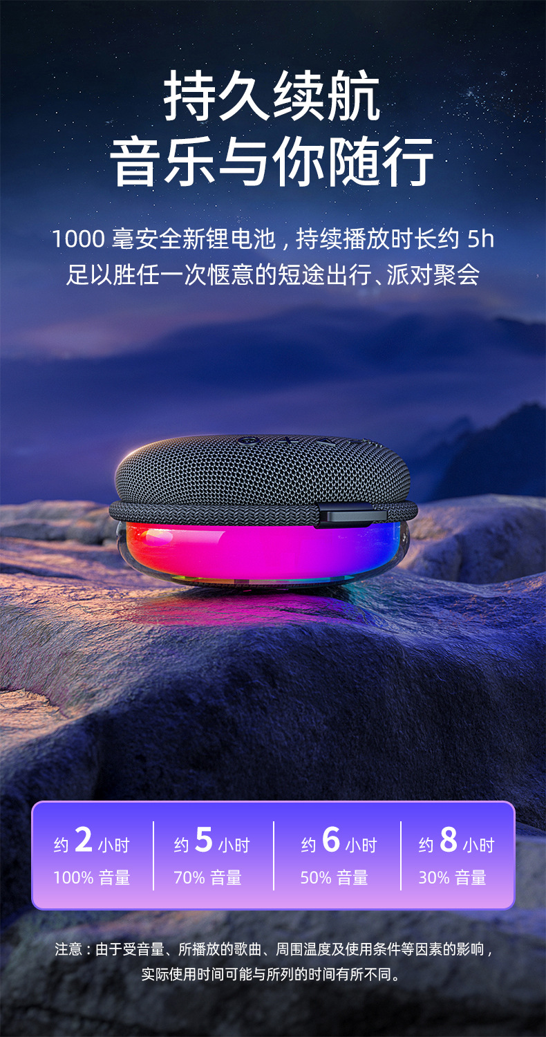 Wireless Bluetooth speaker, portable with handle, fabric waterproof mini speaker, subwoofer, outdoor 2026 new model pic 10