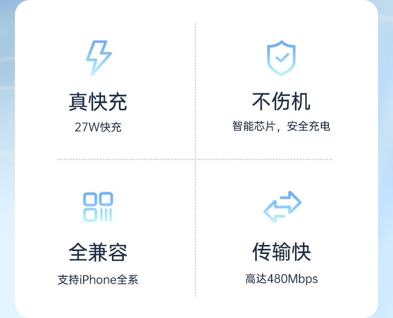 罗马仕苹果PD快充数据线20/27W适用iPhone8-14手机iPad平板充电线详情2