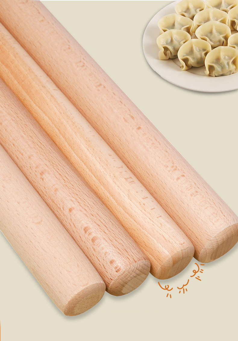【好货严选】家用擀面杖实木擀面皮烘焙工具不沾面擀面棍面粉棍详情4