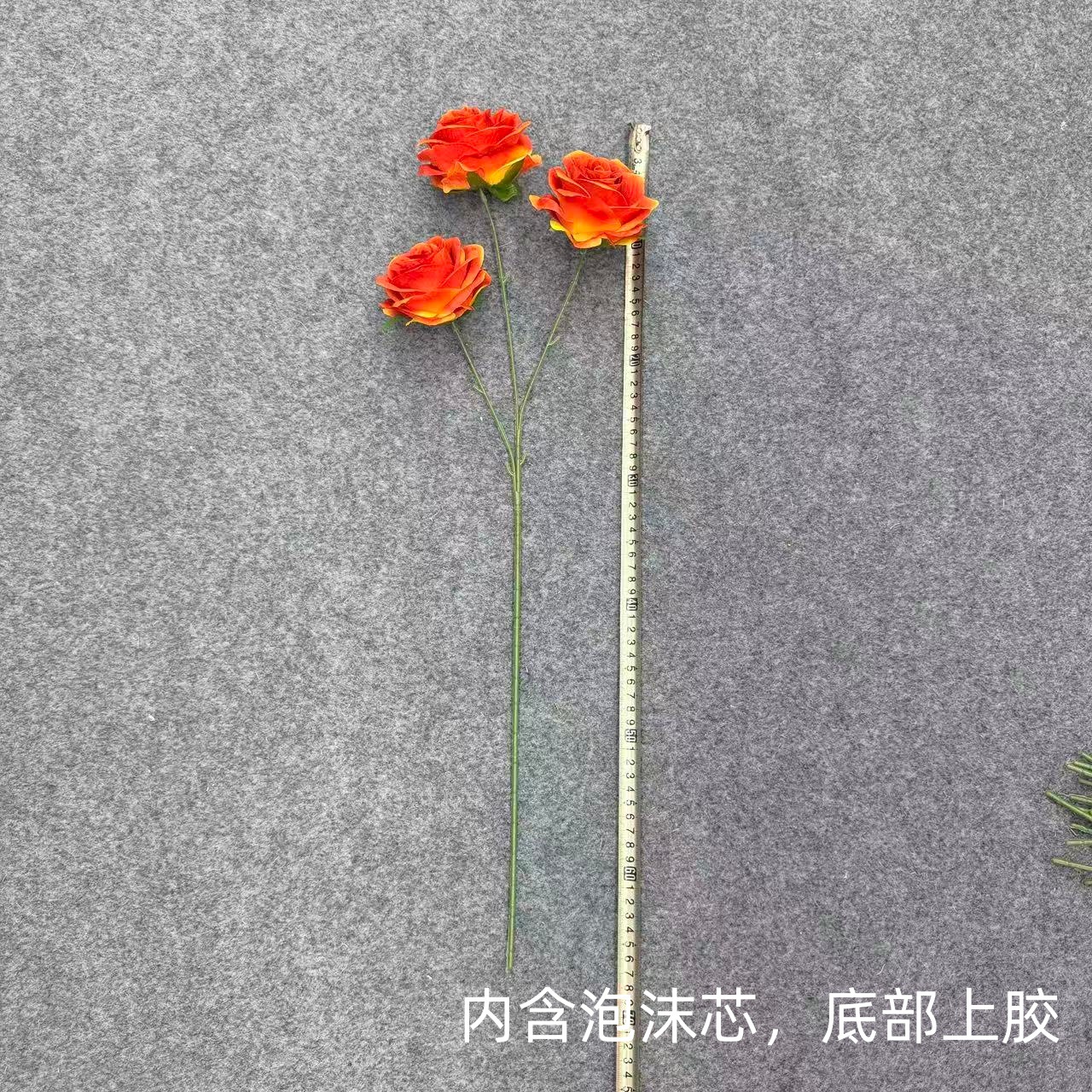 仿真花3头玫瑰花钻石玫婚庆用花仿真玫瑰花假花婚庆地排花艺装饰详情5