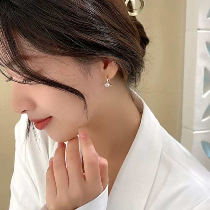 韩国东大门不规则气质轻奢耳钉s925银针简约设计感锆石耳环耳环批详情5