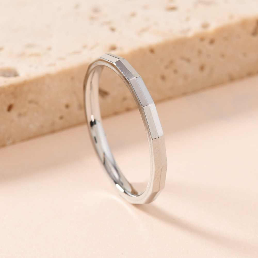 韩版新款不锈钢饰品 简约极细精美2mm磨面戒指小众设计情侣对戒详情6