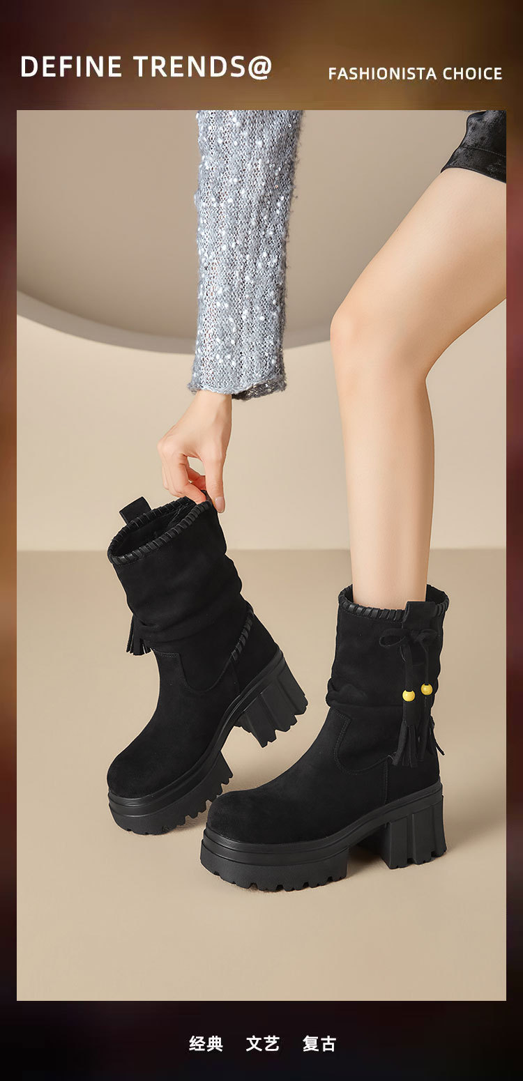 美拉德马丁靴女2025秋冬新款废土风增高厚底短靴加绒高跟鞋瘦瘦靴详情3