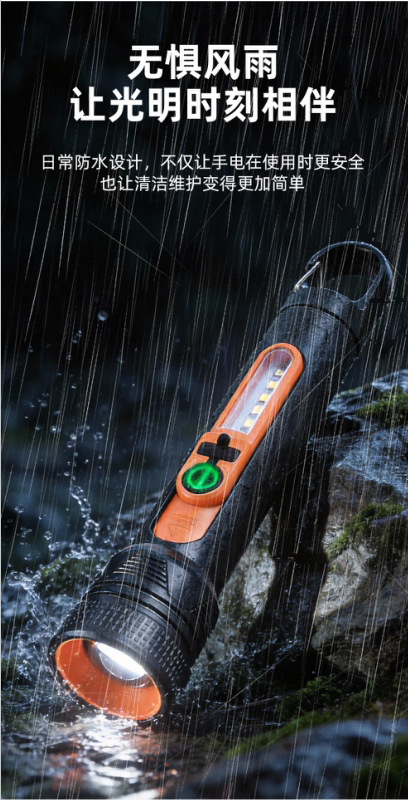 Multi-functional LED light, white laser flashlight, rechargeable telescopic zoom work light, outdoor internet-famous camping light pic 11