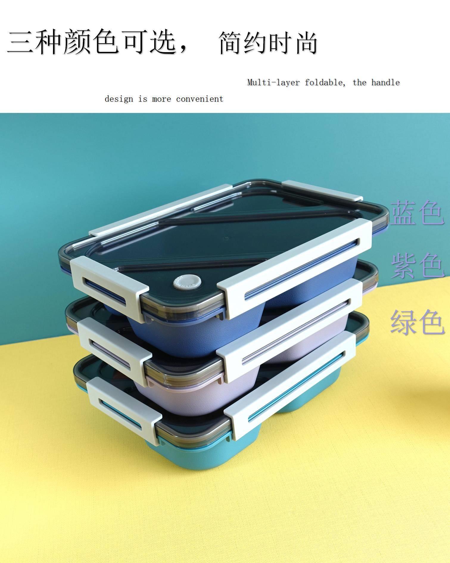 大号1450ml三格加热带勺汤碗单层学生男女上班带餐便当盒塑料餐盒详情2