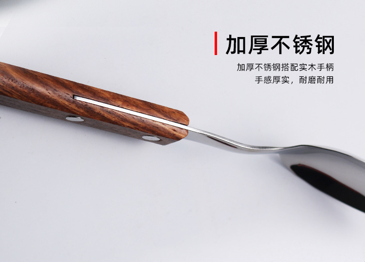 304不锈钢原实木手柄西式刀叉勺创意木质西餐具礼品套装批发详情6