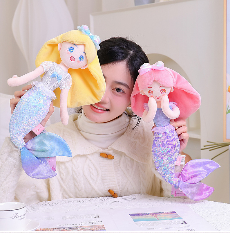 闪耀美人鱼公主布娃娃抱枕女孩玩偶可爱毛绒玩具儿童礼物陪睡公仔详情7