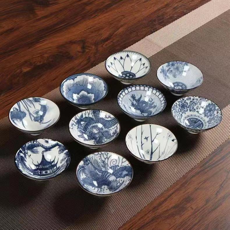 复古青花瓷家用主人杯斗笠杯陶瓷小茶杯茶盏套装中式手绘陶瓷单杯详情2