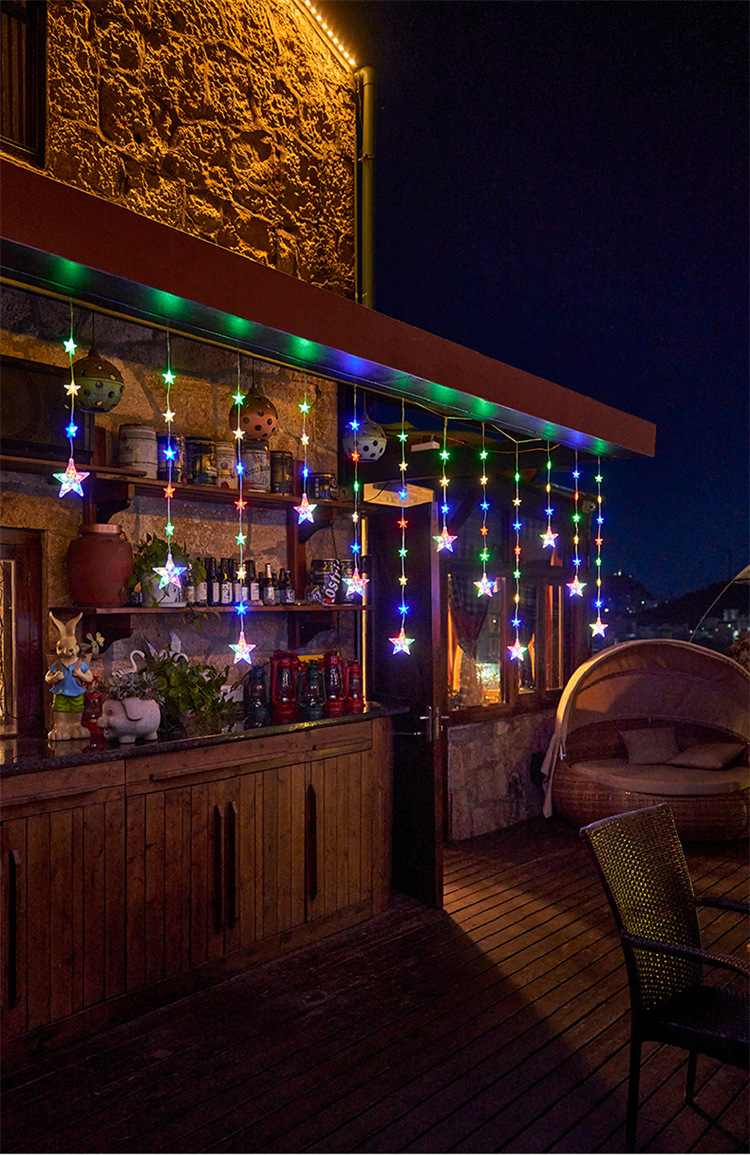 led color lights, flashing lights, string lights, starry sky curtains, balcony decoration, outdoor atmosphere lights, solar star light strings pic 14