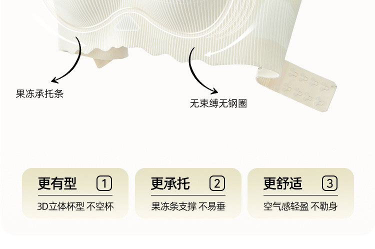 Soft support jelly strip seamless sexy bra for women, thin and small chest, gathering to look smaller, comfortable bra without steel rings, summer pic 8