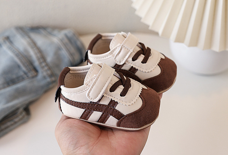 Soft-soled anti-slip walking shoes for infants aged 0-1 year old, boys and girls, 6-9-12 months, and sports color-blocked white shoes pic 5