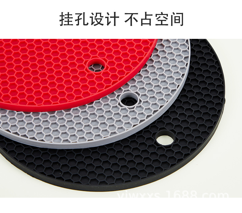 跨境食品级硅胶耐高温蜂窝隔热垫杯垫圆形锅垫厨房餐垫防滑垫加厚详情14