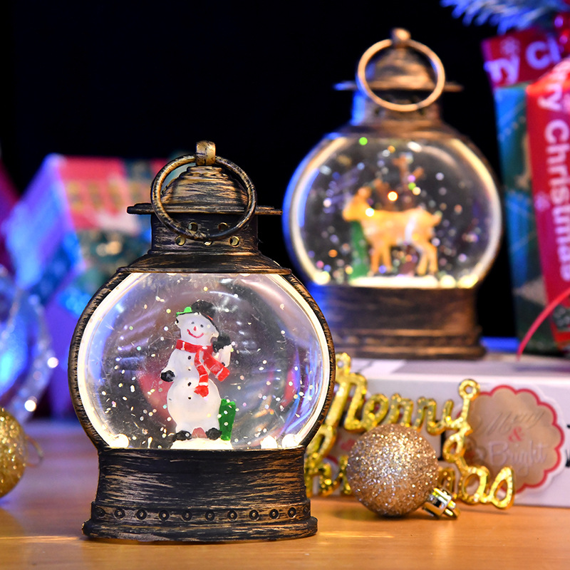 New Christmas decorations, water-filled oval small horse lanterns, interior handicrafts, table ornaments, hand-carried small oil lamps, Christmas atmosphere decoration pic 2