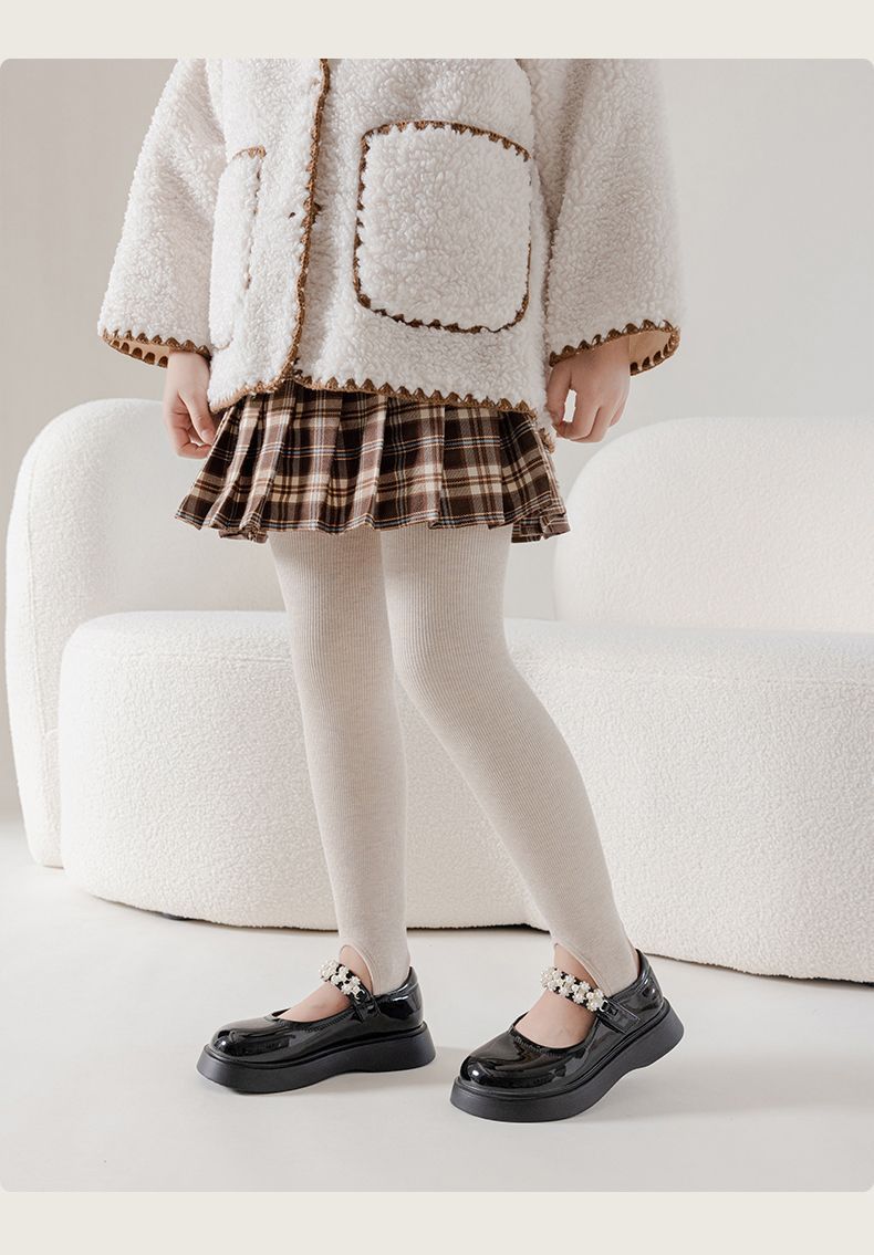 女童打底裤秋冬加绒加厚儿童保暖裤 竖条纹一体绒九分连裤袜批发详情19