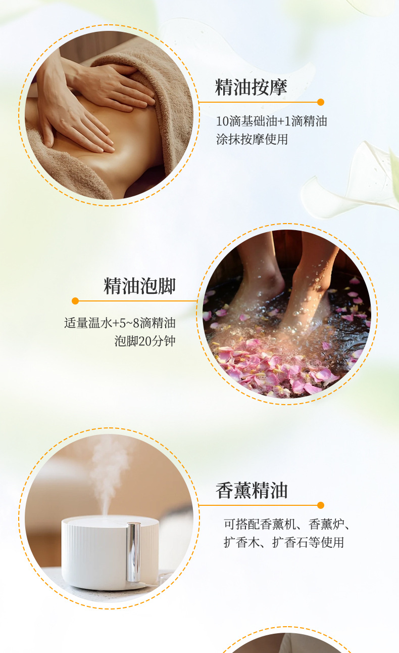 Foreign trade supermarket quality aromatherapy essential oil 10ml rose massage essential oil diffuser stone Humidifier single essential oil set pic 5