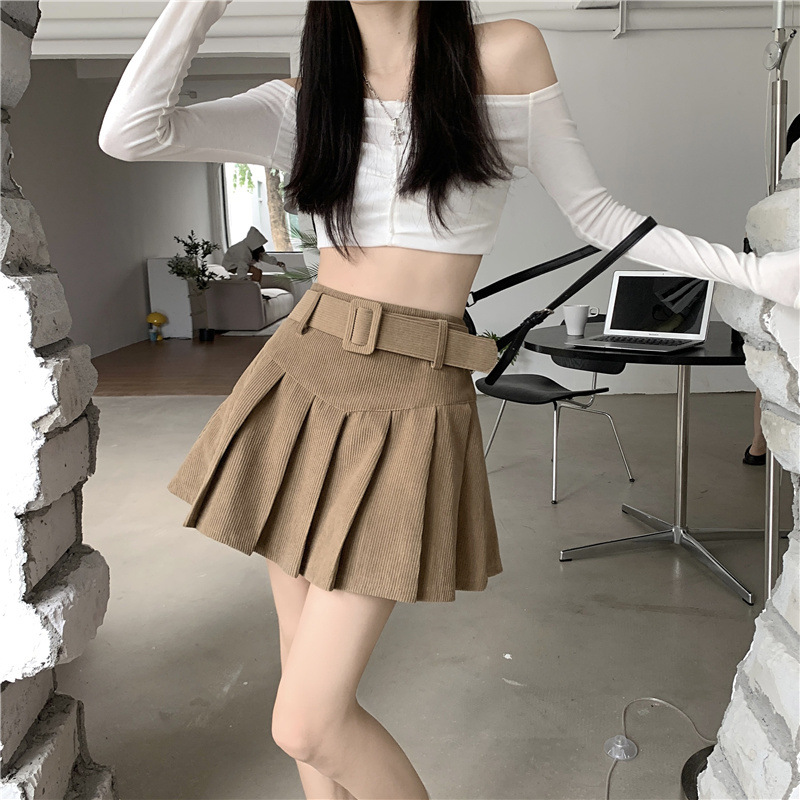 秋冬季韩版2024新款时尚辣妹高腰显瘦短款百搭纯色百褶半身裙子女详情30