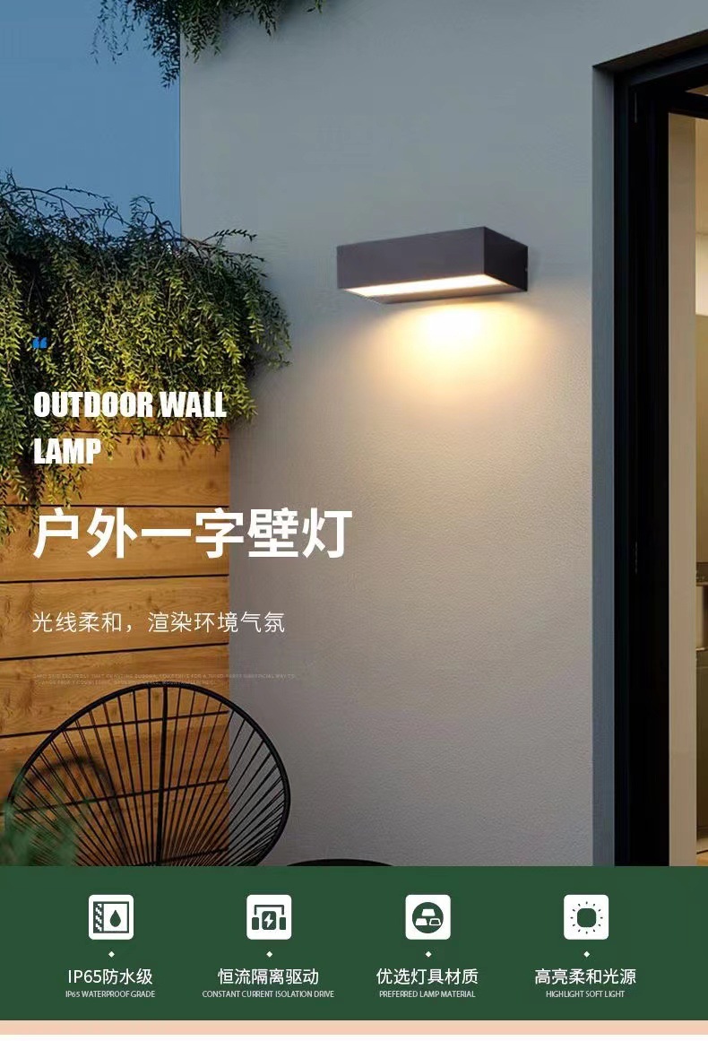 户外防水壁灯庭院露台墙壁装饰灯门口招牌灯极简卧室长条壁灯简约详情19