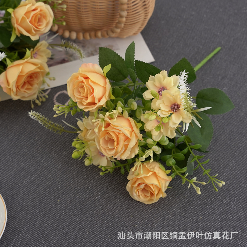 北欧仿真小玫瑰牡丹人造花家居装饰婚庆花墙洋甘菊花束详情34