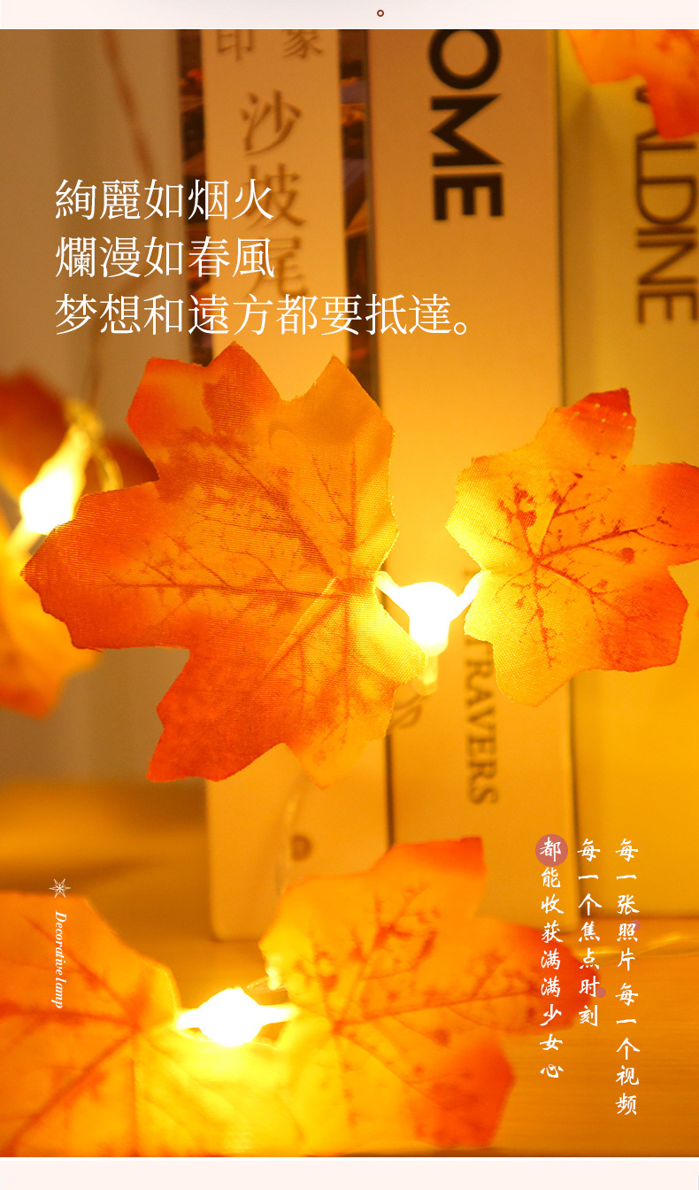 Cross-border led maple leaf color lights, flashing lights, string lights, starry sky, holiday Christmas room decoration, battery USB star lights pic 16