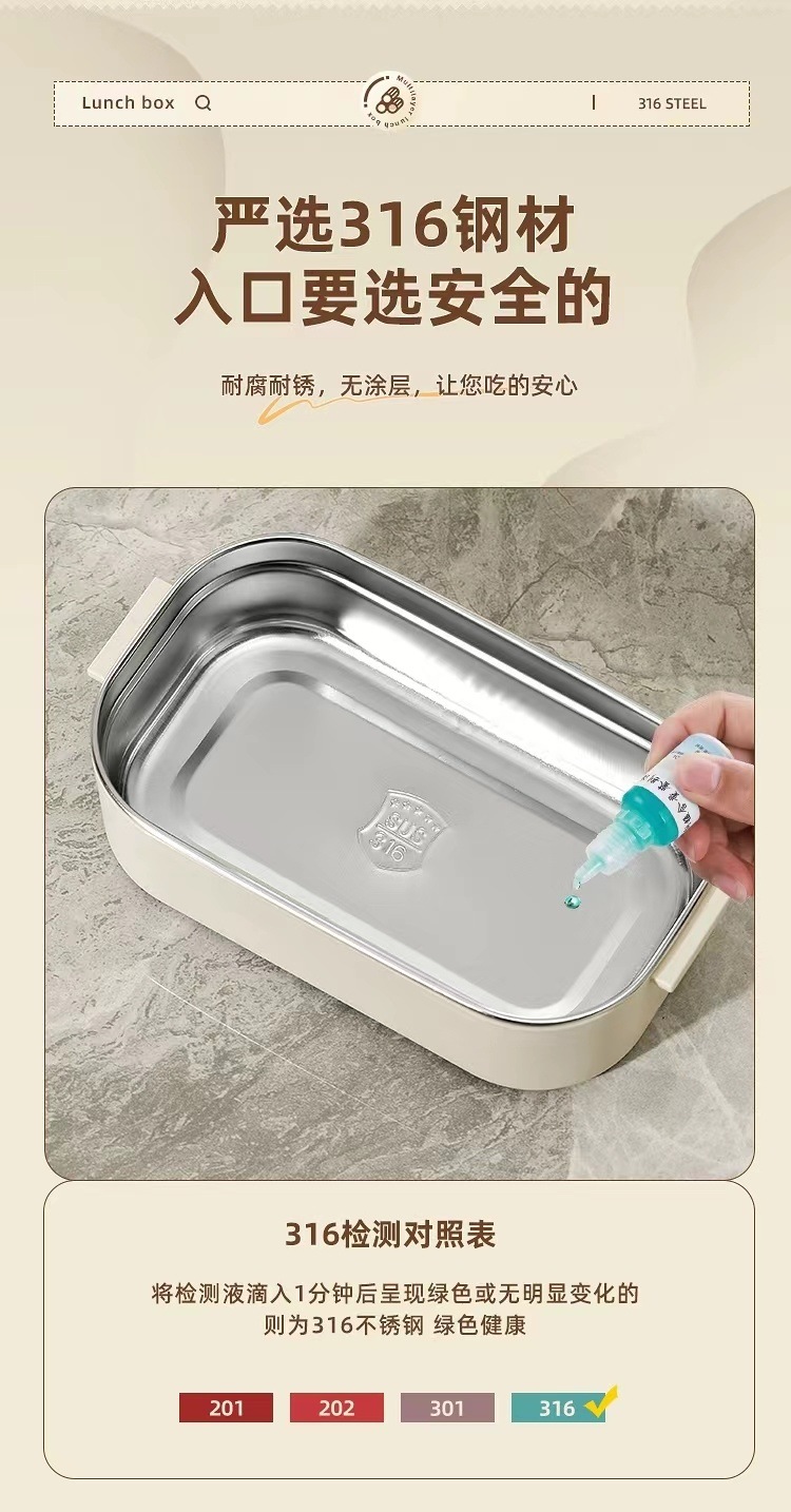 Multi-layer insulated lunch box, large-capacity bento box, water-filled heating lunch box, office workers and students can carry rice buckets pic 5