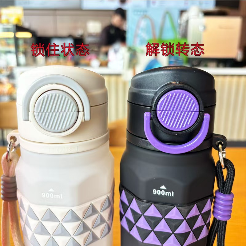Bouncing lid plastic space cup, student outdoor fitness portable water cup, summer anti-scald, high appearance level gradient direct drinking cup pic 5