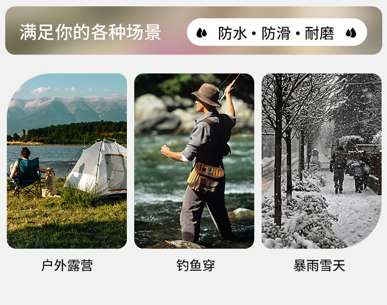 男女款时尚雨靴日系野鸟协会雨鞋户外防水徒步水鞋耐磨防滑雨靴详情3