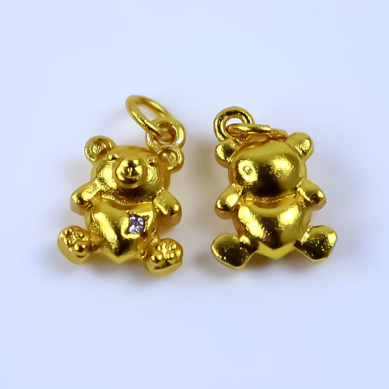 Wholesale of sandgold ancient method handcrafted zirconium-inlaid bear electroplated pendant accessories pic 7
