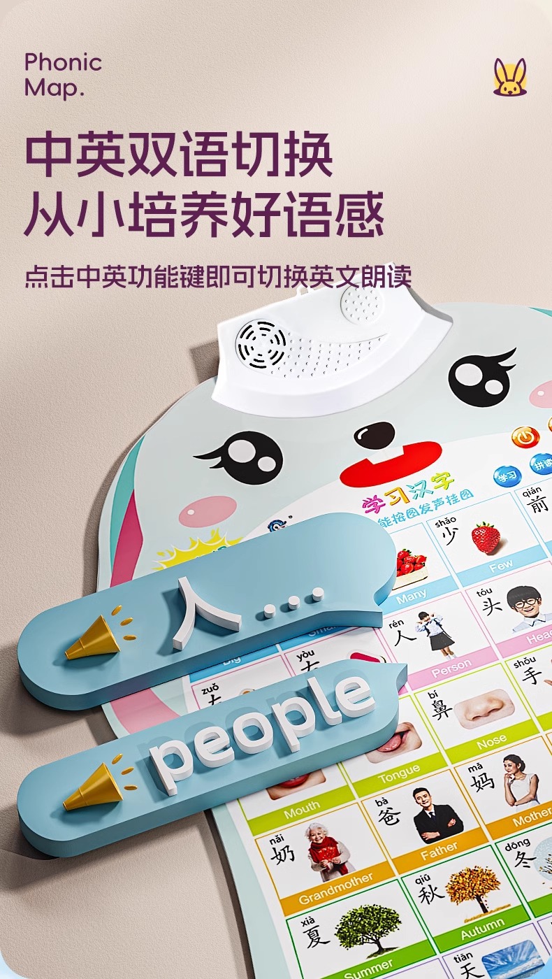 宝宝有声早教挂图点读发声书儿童数字认知启蒙玩具识字拼音字母表详情3