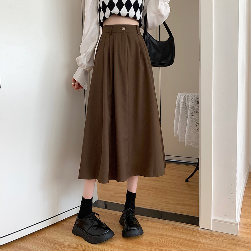 The new Korean-style slimming MIDI skirt for women in the 2022 autumn and winter season is in vogue with A large swing A-line skirt trend pic 15