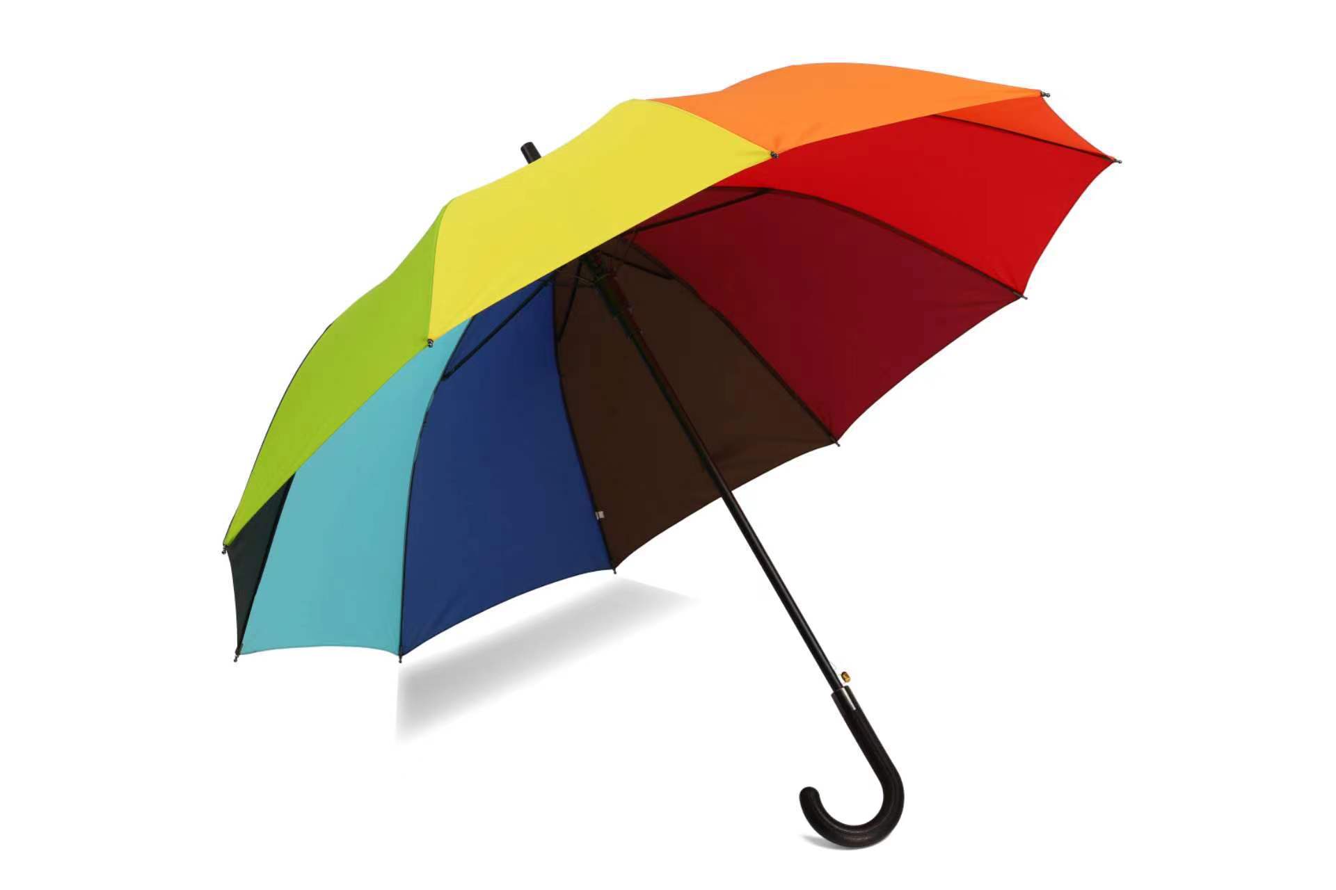 27寸10骨自动长柄彩虹晴雨伞节弯柄遮阳防风商务广告伞可印logo详情5