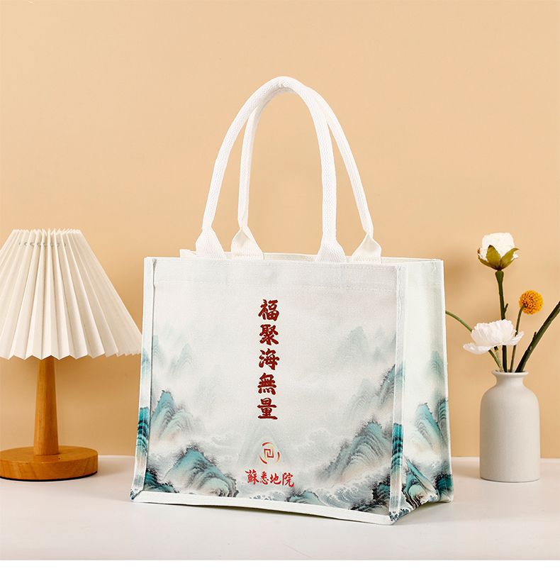 Customized three-dimensional canvas bags, LOGO advertisements, training ribbon tote bags, large-capacity cotton bags for schools and institutions pic 16