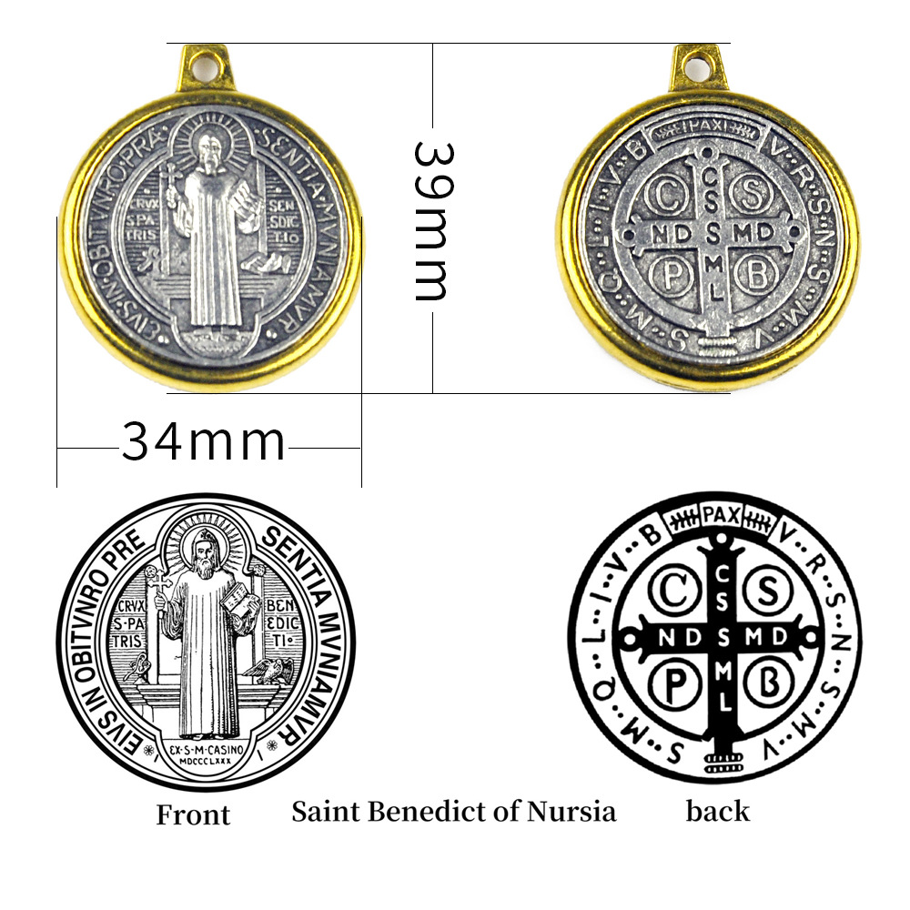 Wholesale of international trade European and American holy image pendants, simple alloy hanging ornaments, Saint Benedict from Nucia, cross-border e-commerce jewelry pic 2