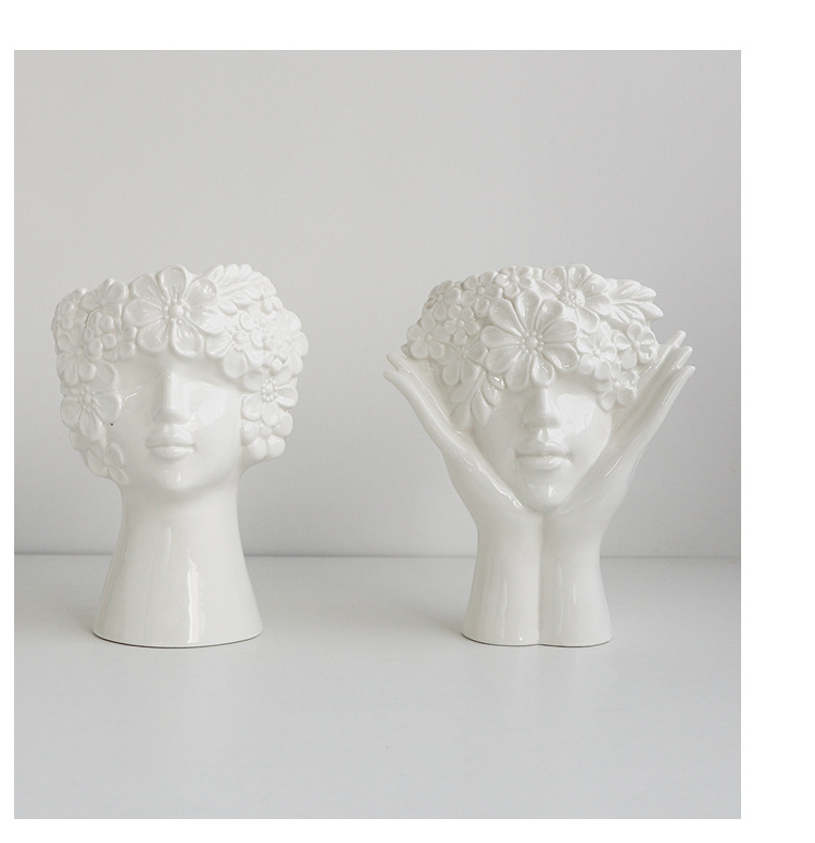 2026 Nordic Creative Home Desktop flower arrangements, figure statues, ornaments, human body ceramic vases, artistic flower vases, cross-border wholesale pic 11