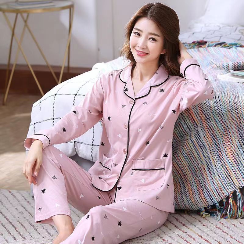 100%纯棉睡衣女春秋款长袖冬季大码睡衣夏季女士套装家居服可外穿详情2