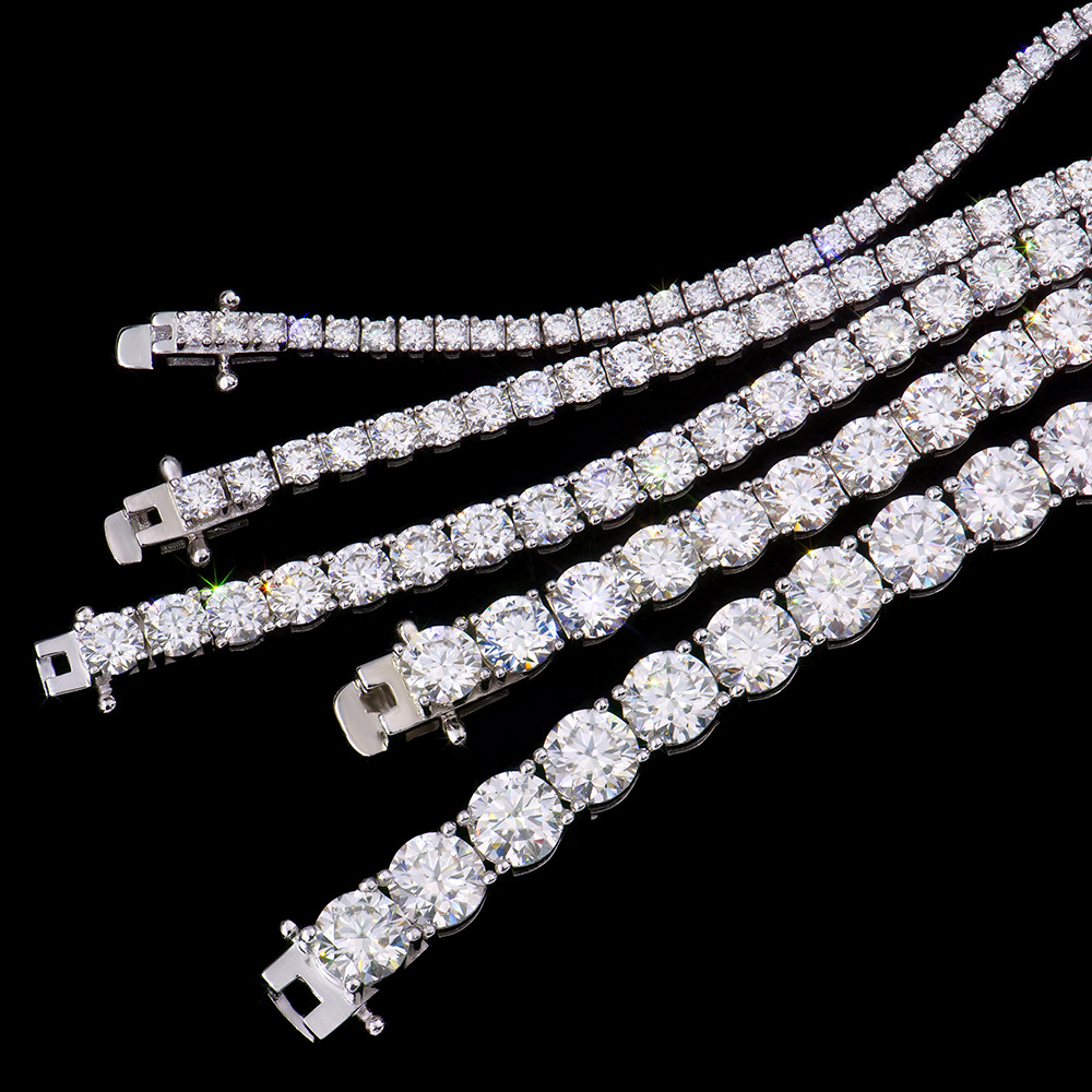 欧美风男士纯银手链2到6毫米跨境饰品S925莫桑石首饰痞帅送男友详情8