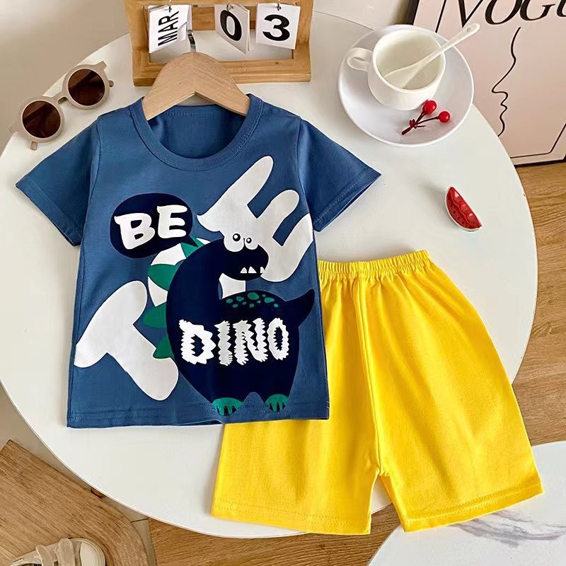 Wholesale of T-shirts for children aged 0-5, summer infants and toddlers, boys and girls, baby cotton short-sleeved shirts and shorts, baby half-sleeved shirts pic 9