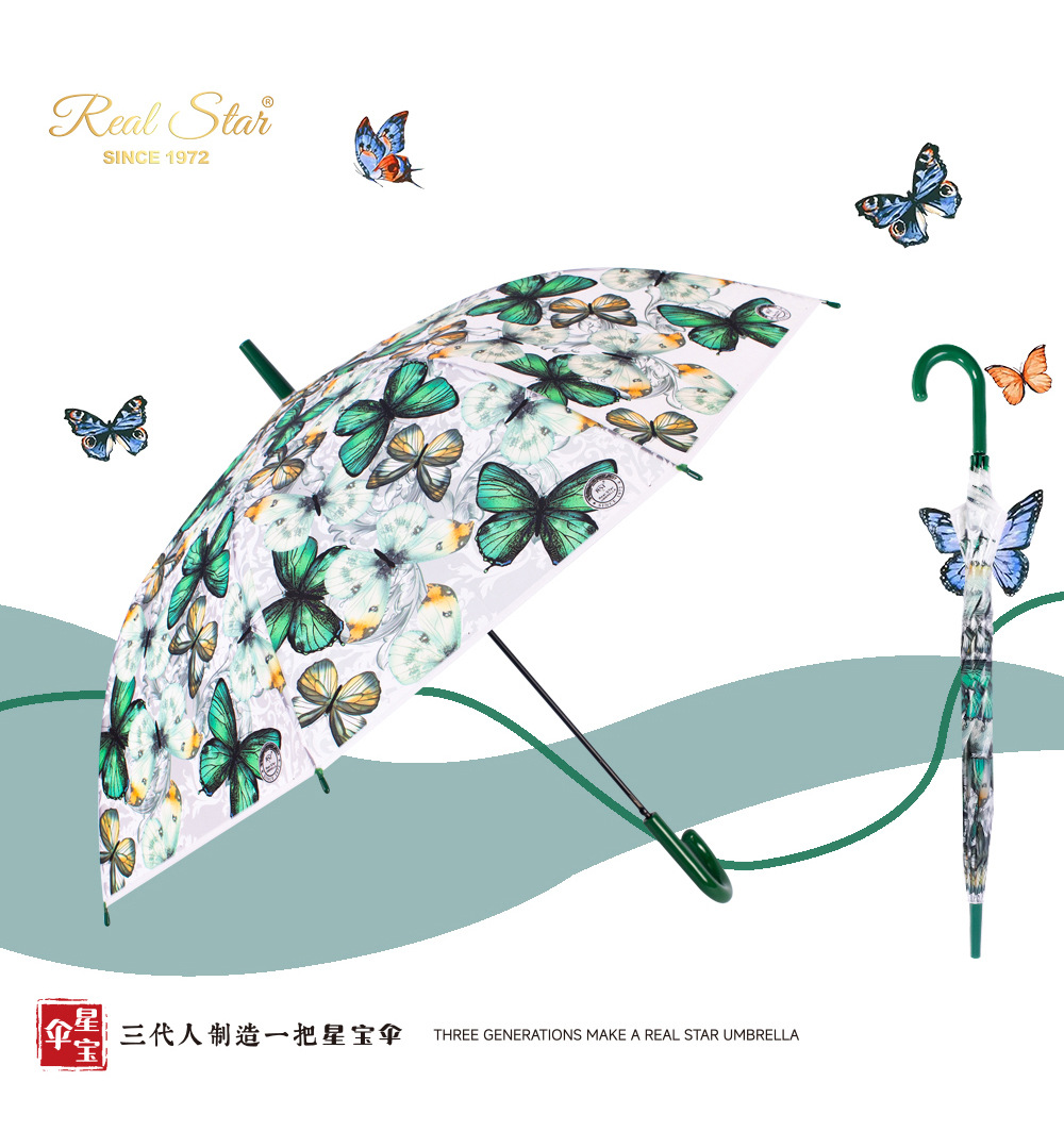 跨境星宝RST拉美风格蝴蝶透明雨伞8骨可logo印刷塑料伞批发出口详情15