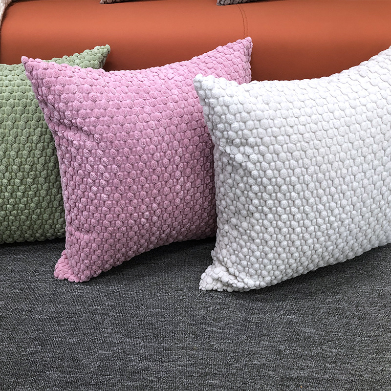 亚马逊新款双面泡泡粒灯芯绒抱枕纯色宿舍靠枕床头靠垫沙发抱枕套详情4