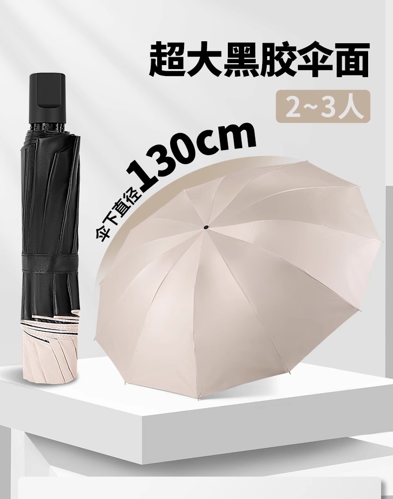 加固大号晴雨伞男女防风防水便携双人折叠伞学生加大批发黑胶款详情2