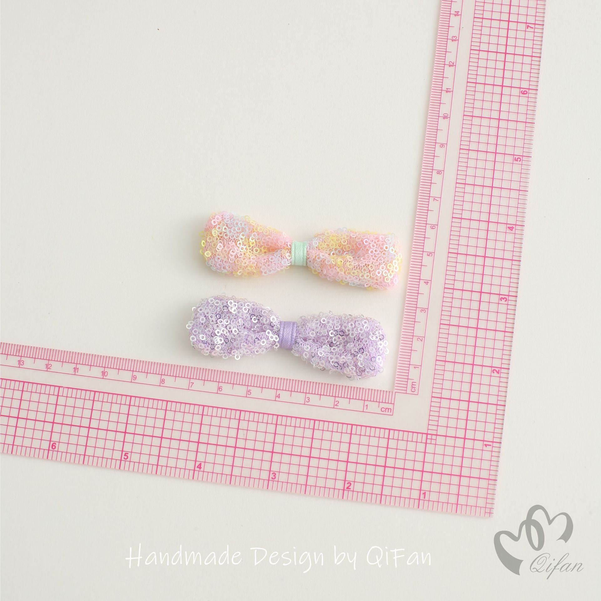 亮片蝴蝶结手工布艺蝴蝶结配件儿童发饰发夹女孩服饰配件详情4