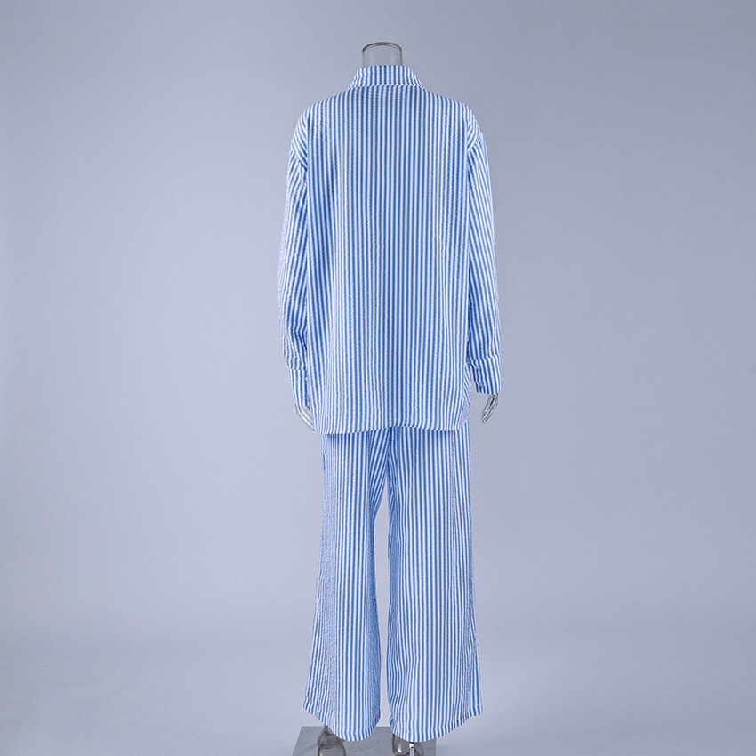 A new spring/summer striped three-piece pajama set from Europe and America, soft, loose and skin-friendly for women, suitable for cross-border wear in 2026 pic 14