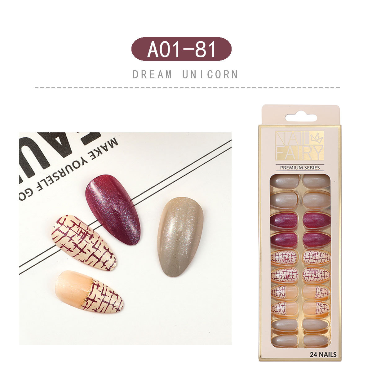 New striped nail tips, 24 pieces of finished nail tips, detachable teardrop nails, wearable nail false nails pic 11